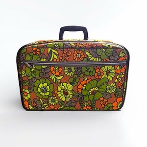 Vintage 70’s Graphic Floral Suitcase / Carry On
